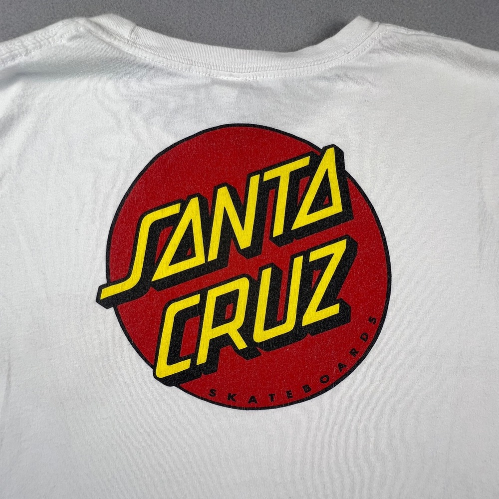 Santa Cruz Skate T-Shirt Womens XL White Dot Logo Streetwear Casual Shredโ